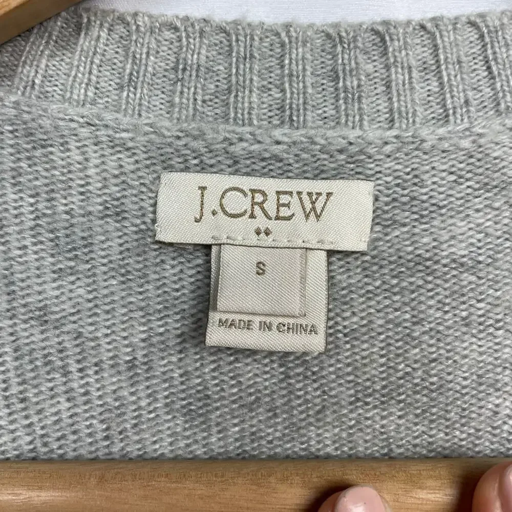 J. Crew Factory Merino Wool Blend Fair Isle Sweater Size S Gray Knit Style E3403